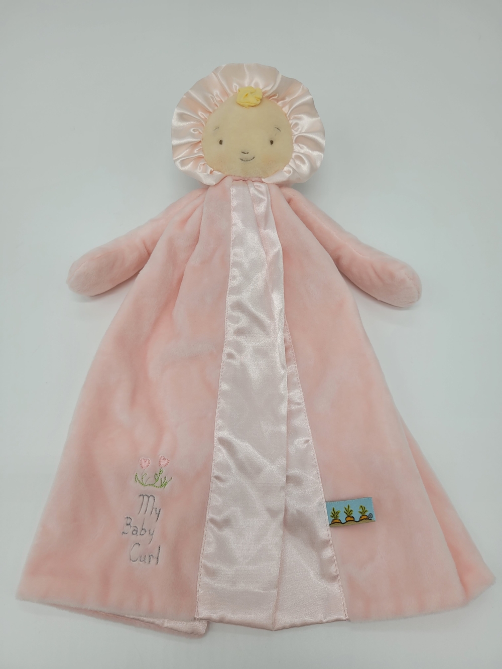 Bunnies by the Bay Soft Pink My Baby Curl Girl Lovey Satin Fleece Lovie 2017